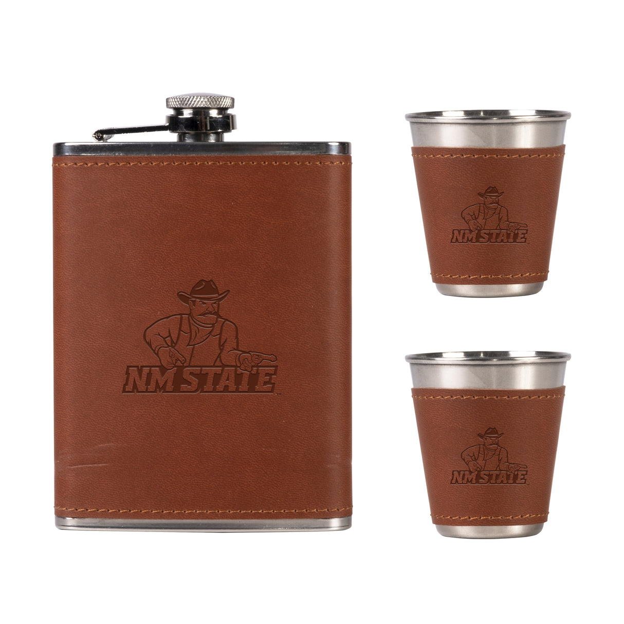 New Mexico State Flask & 2 Shot Set