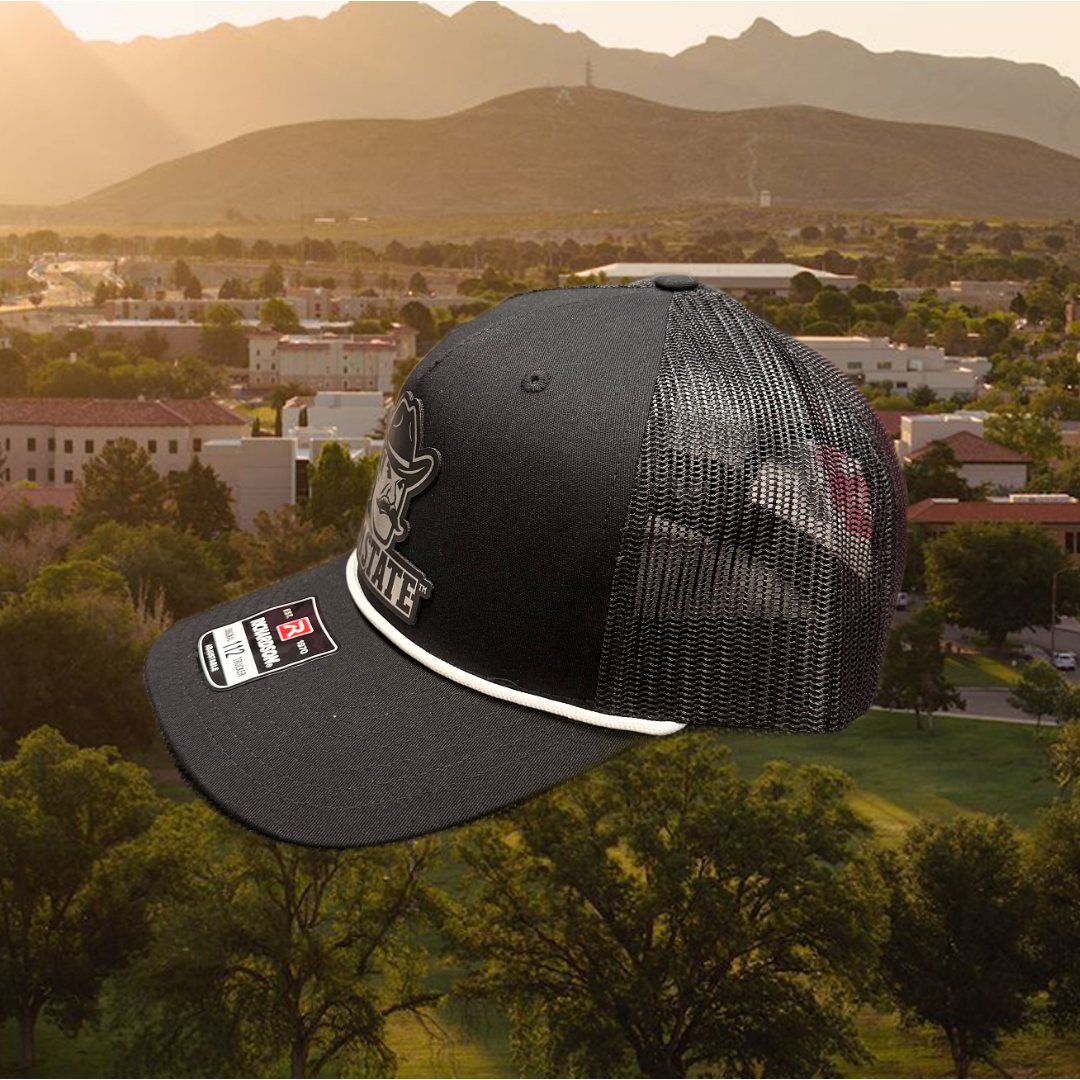 Shiny Leather Pistol Pete NM State Trucker Cap