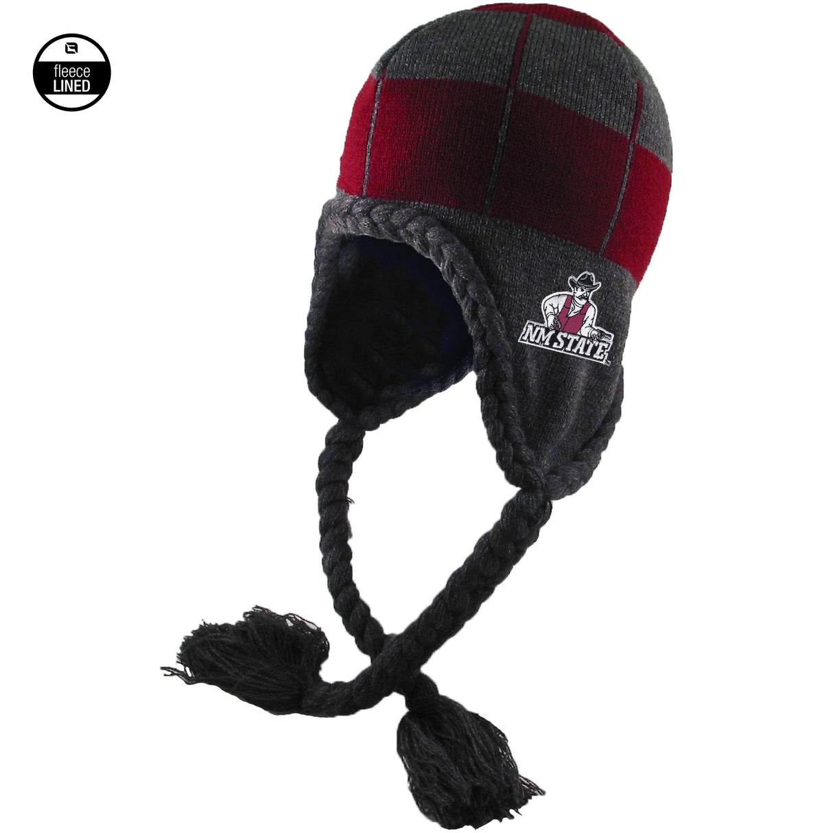 LogoFit NM State Ear Flap Hat w/ Braided Tassels.