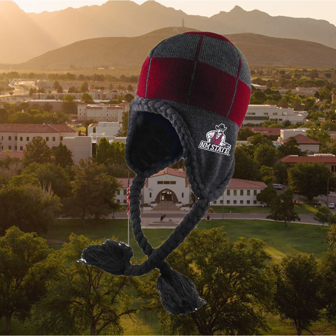 LogoFit NM State Ear Flap Hat w/ Braided Tassels.
