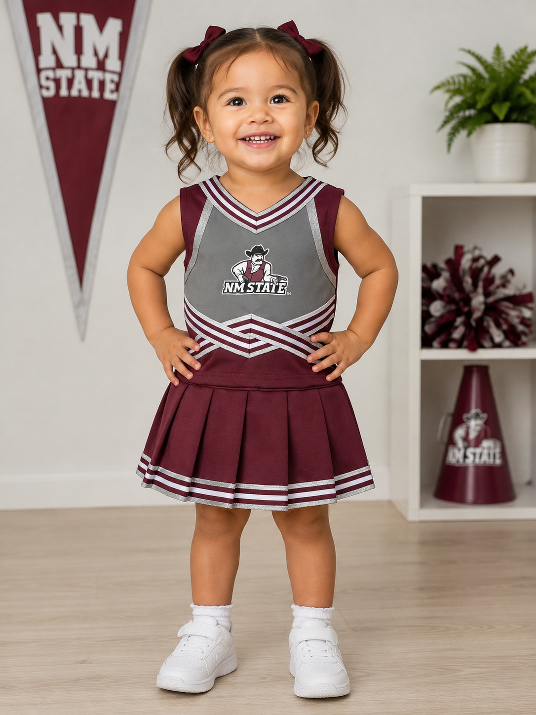 NM State Toddler Pistol Pete Sparkly Cheer Dress
