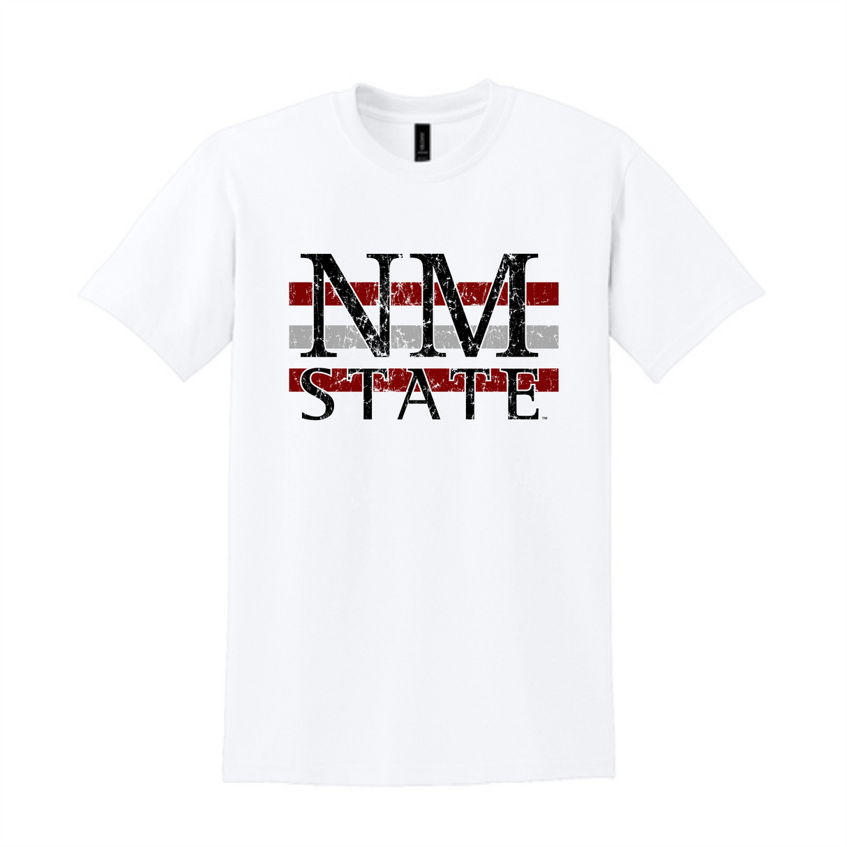 Distressed NM State White Out Tee