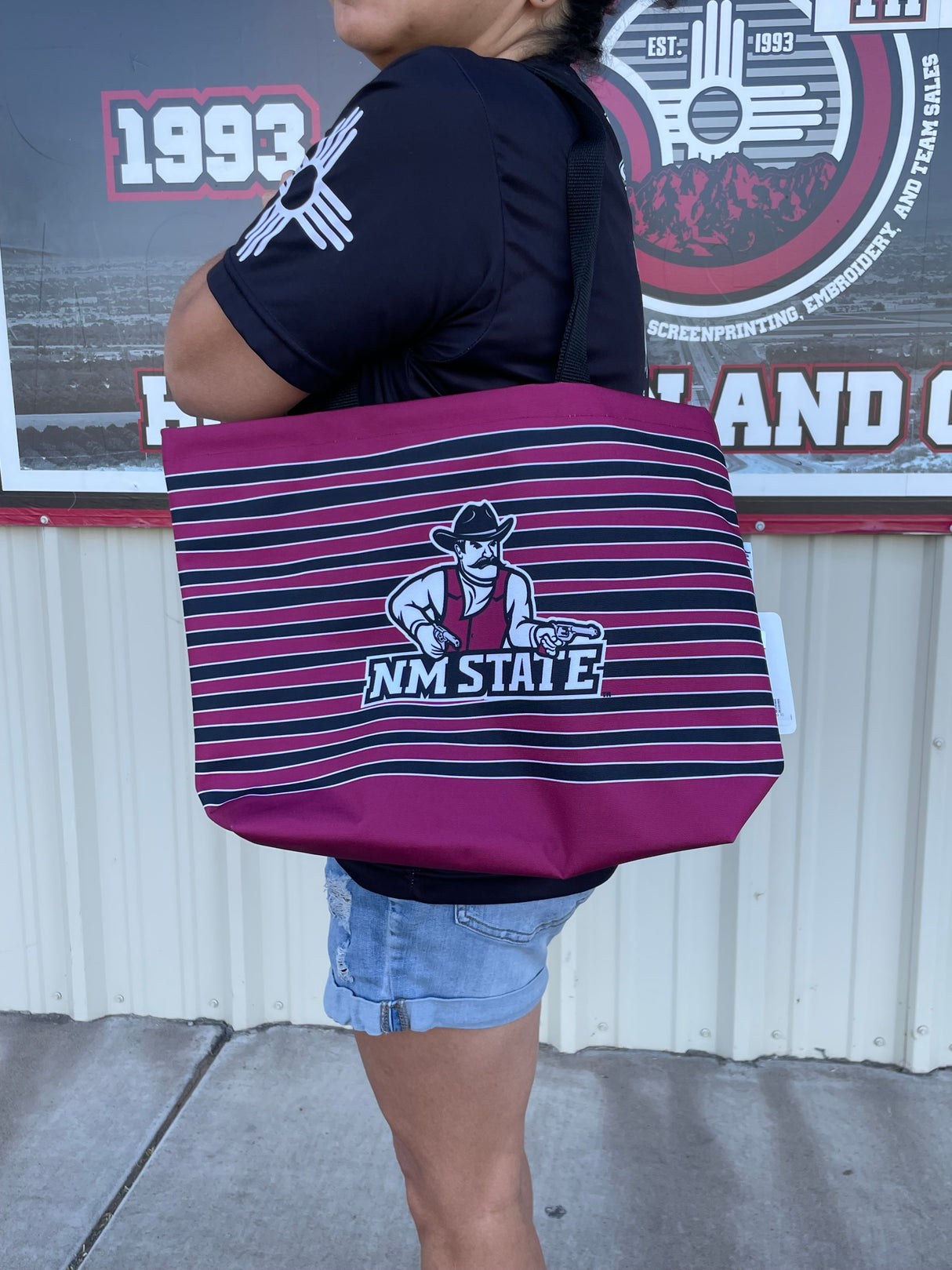 NM State Wavy Striped Tote