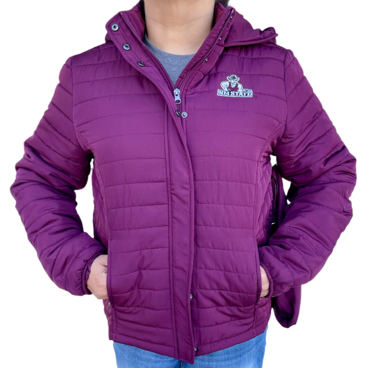 NM State Packable Hooded Puffer Jacket