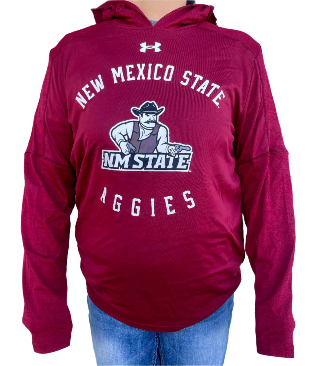 UA NM State Aggies Tech Wave Hooded Long Sleeve