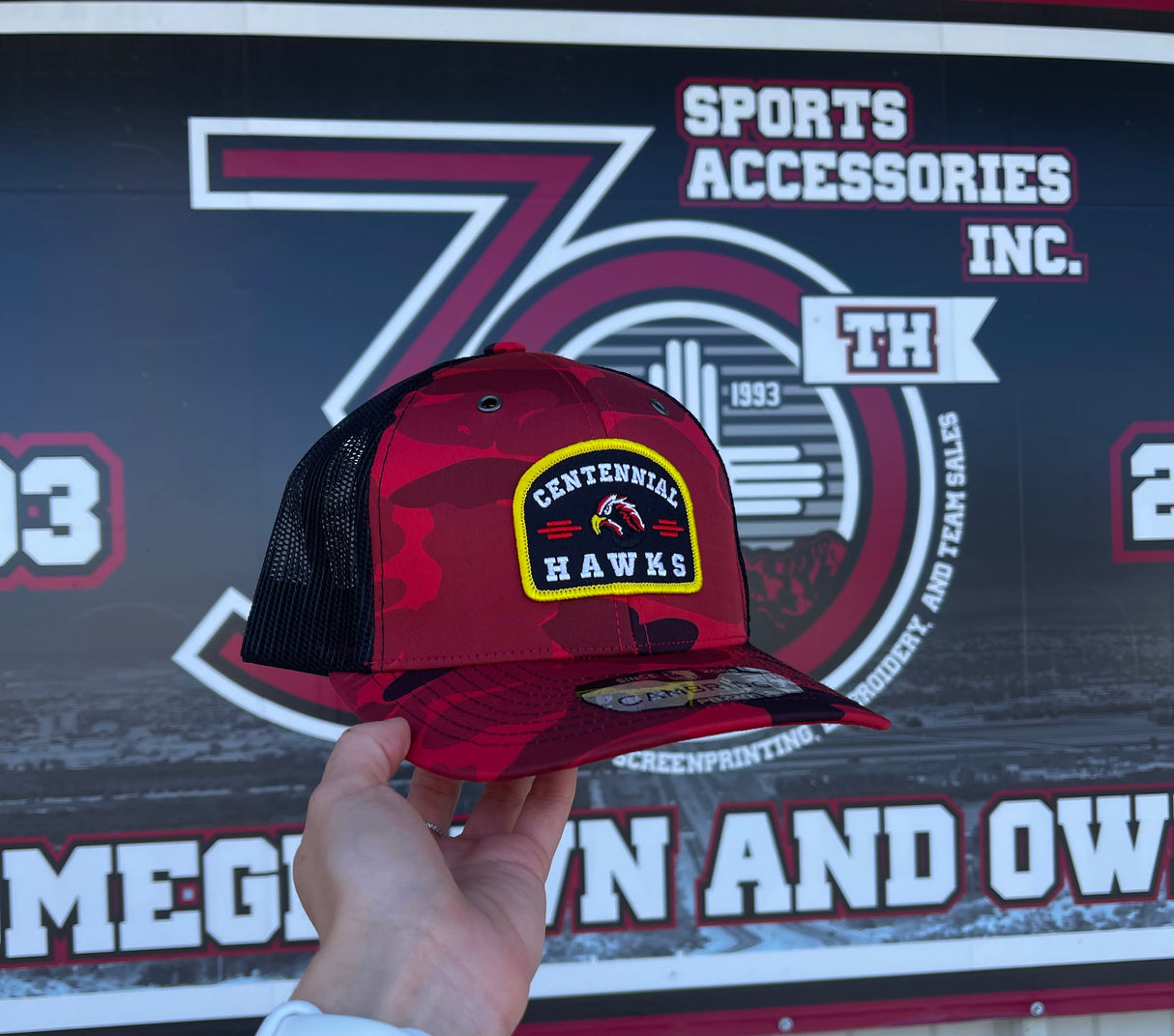 CB Centennial Hawks Shiny Camo Cap