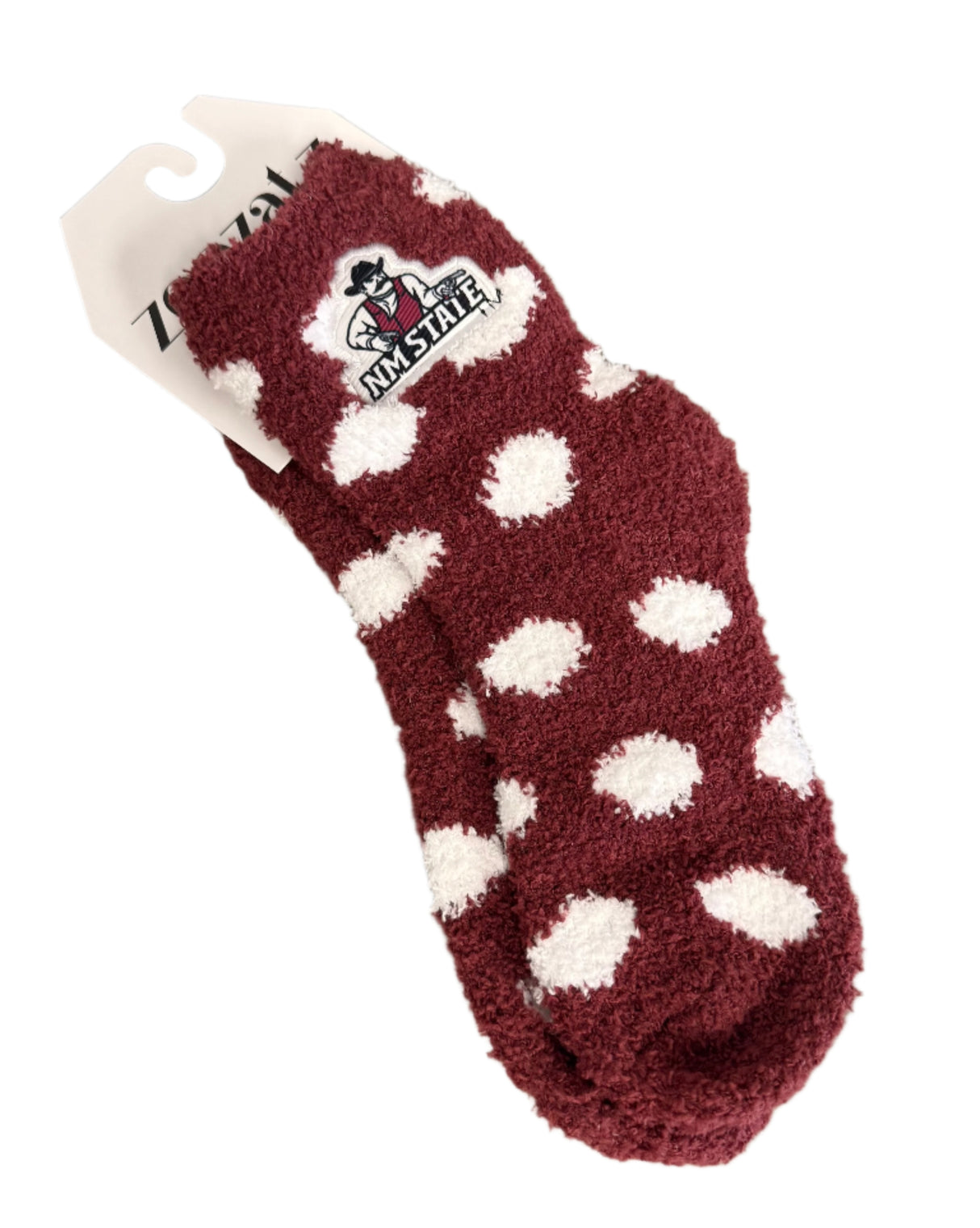 NM State Fuzzy Polka Dot Socks