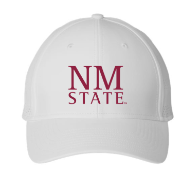 NM State Stacked Adidas Fundamental Gameday Stretch Hat White