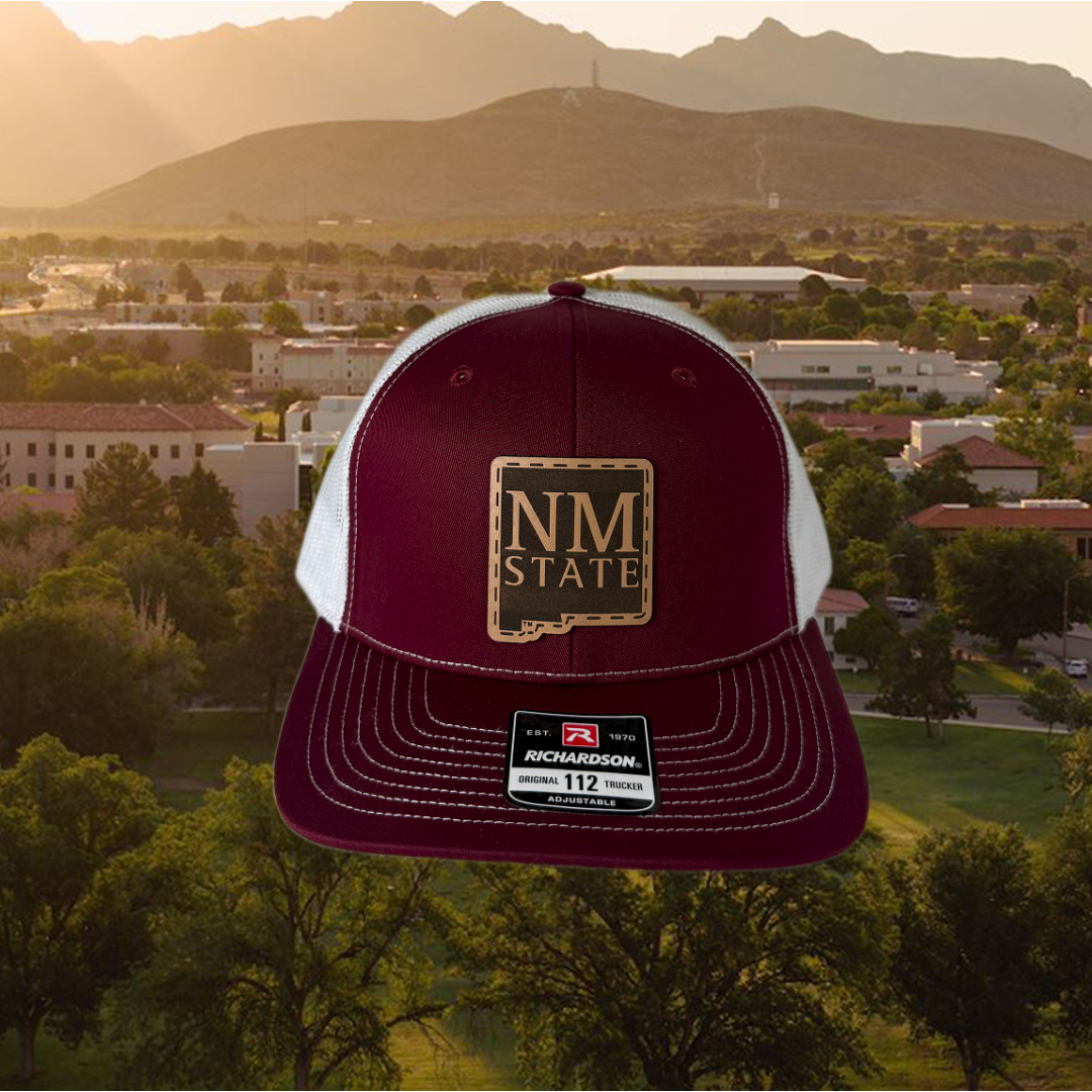 NM State Stacked Leather Patch Cap