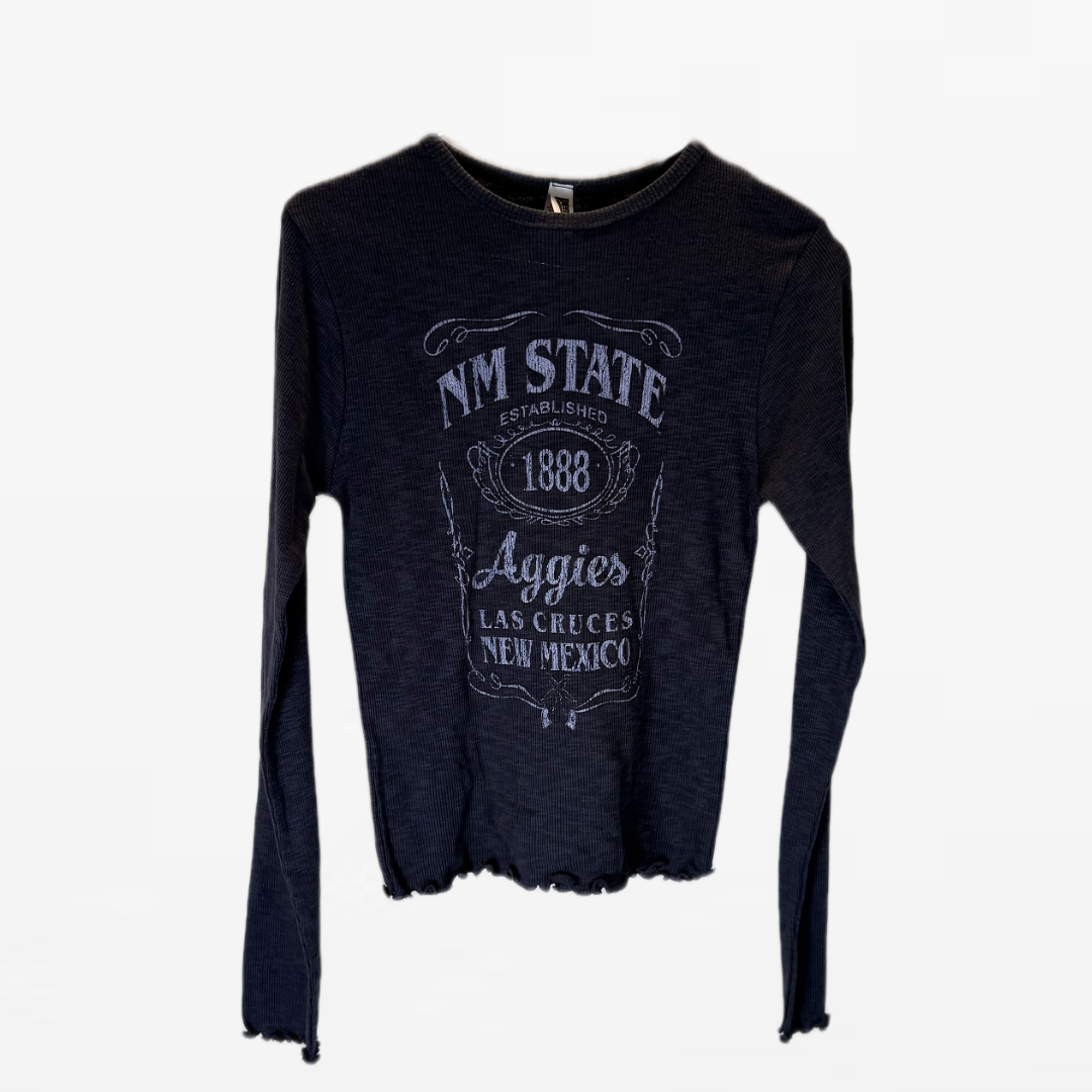 Wobble on NMSU Jack Daniel Ruffle Crew Long Sleeve
