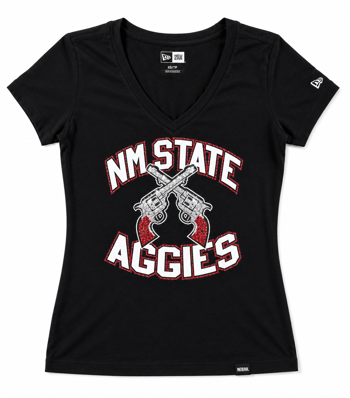 Glitter Crossed Pistols Womens V-Neck