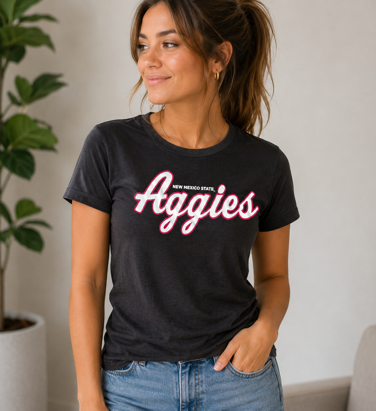 Women's NM State Aggies Swoop Neck Tee