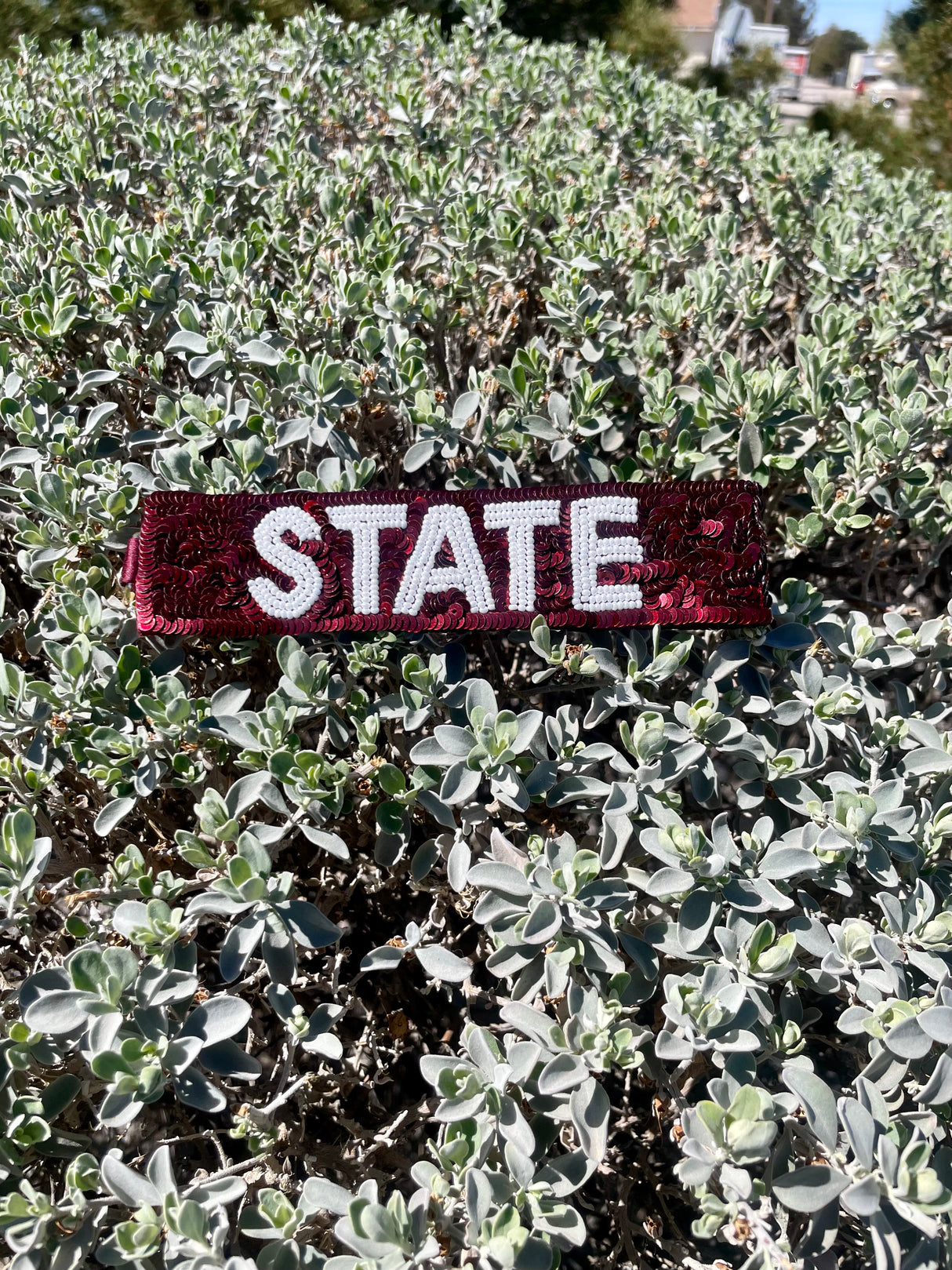 State Sequin Wristlet