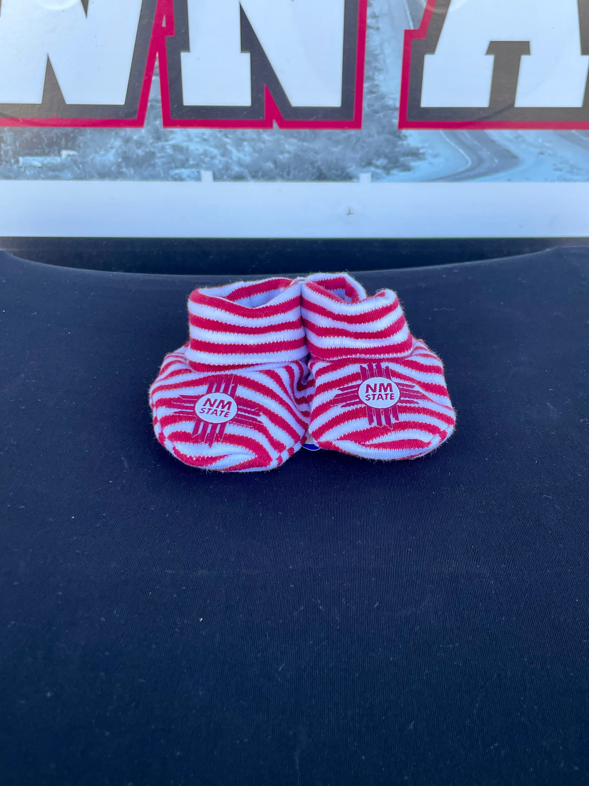 NMSU Infant Striped Booties