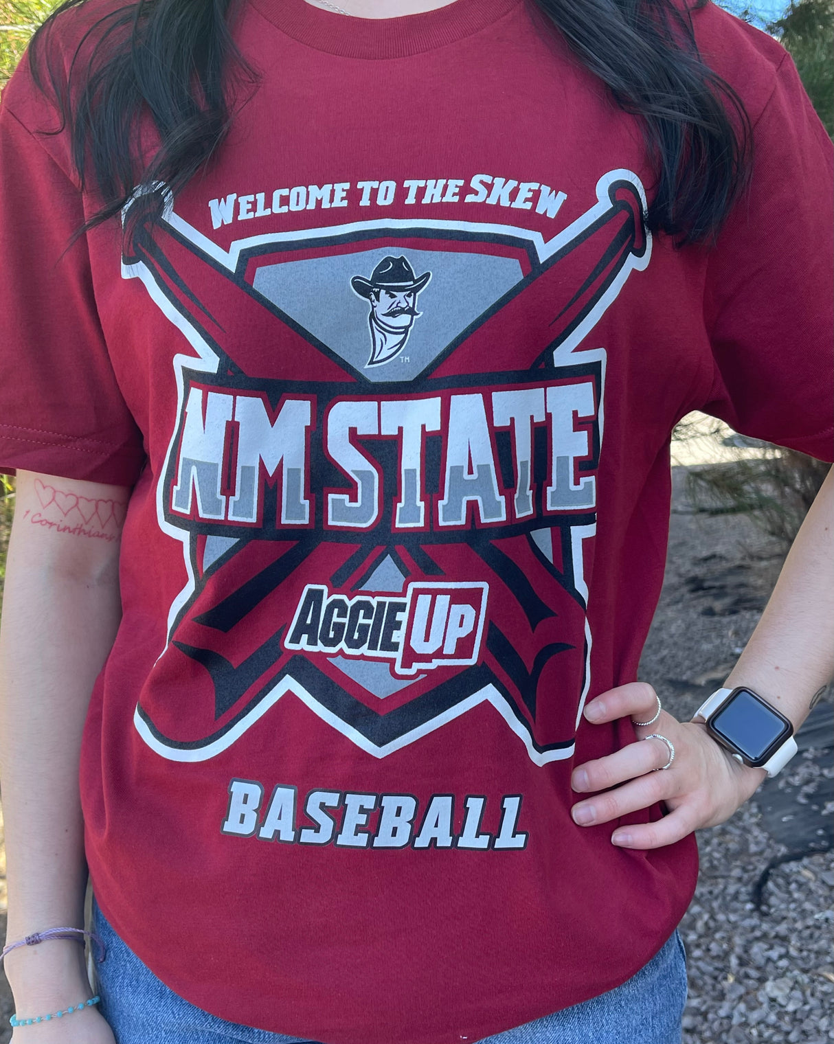 Aggie Up NM State Baseball Tee