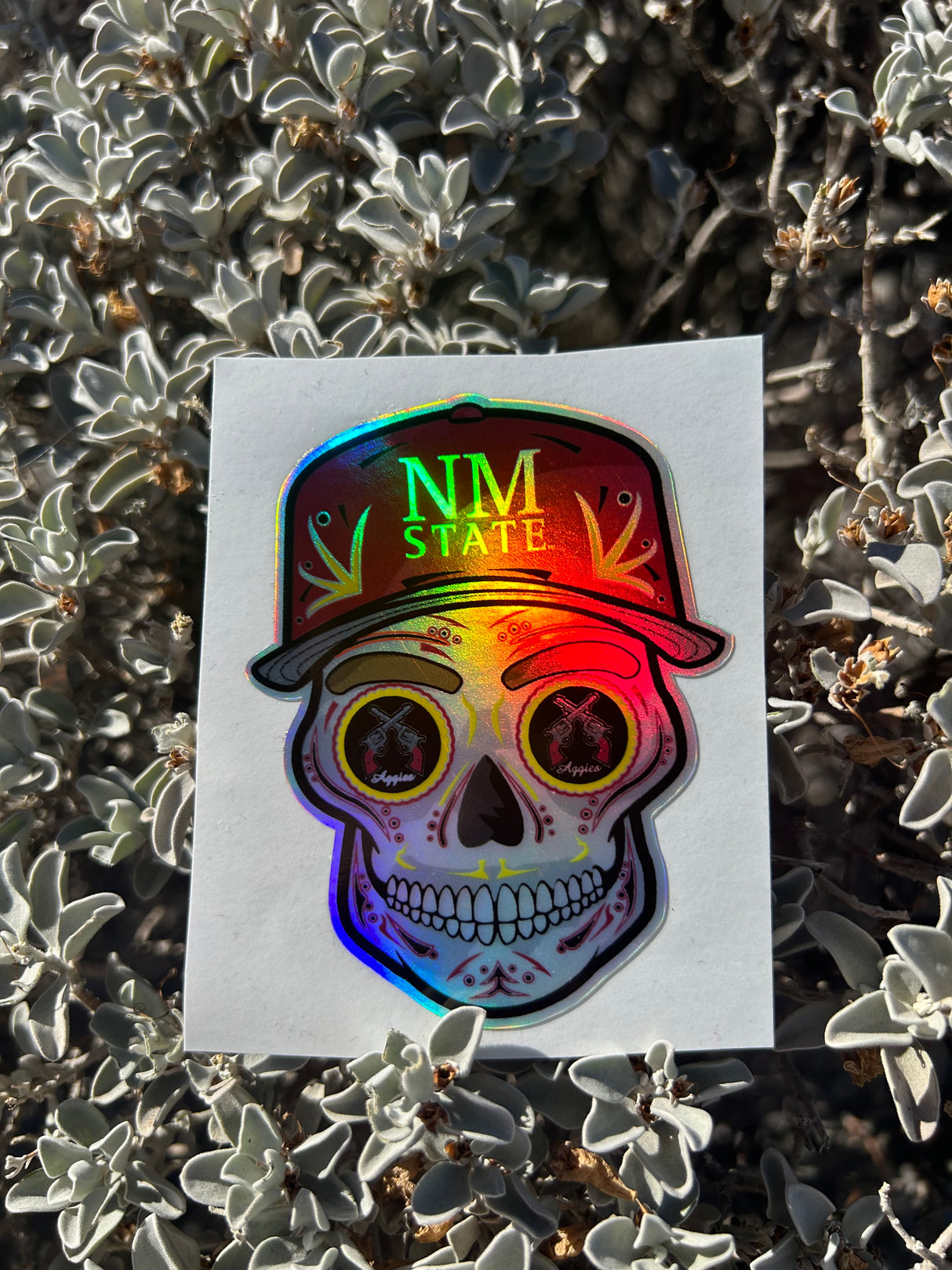 Mini Holographic Snapback Sugar Skull Sticker