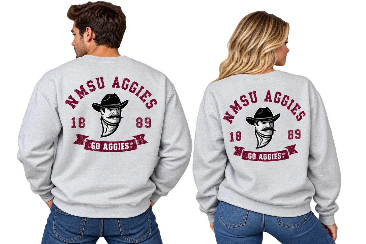 NMSU Distressed Crewneck Sweater
