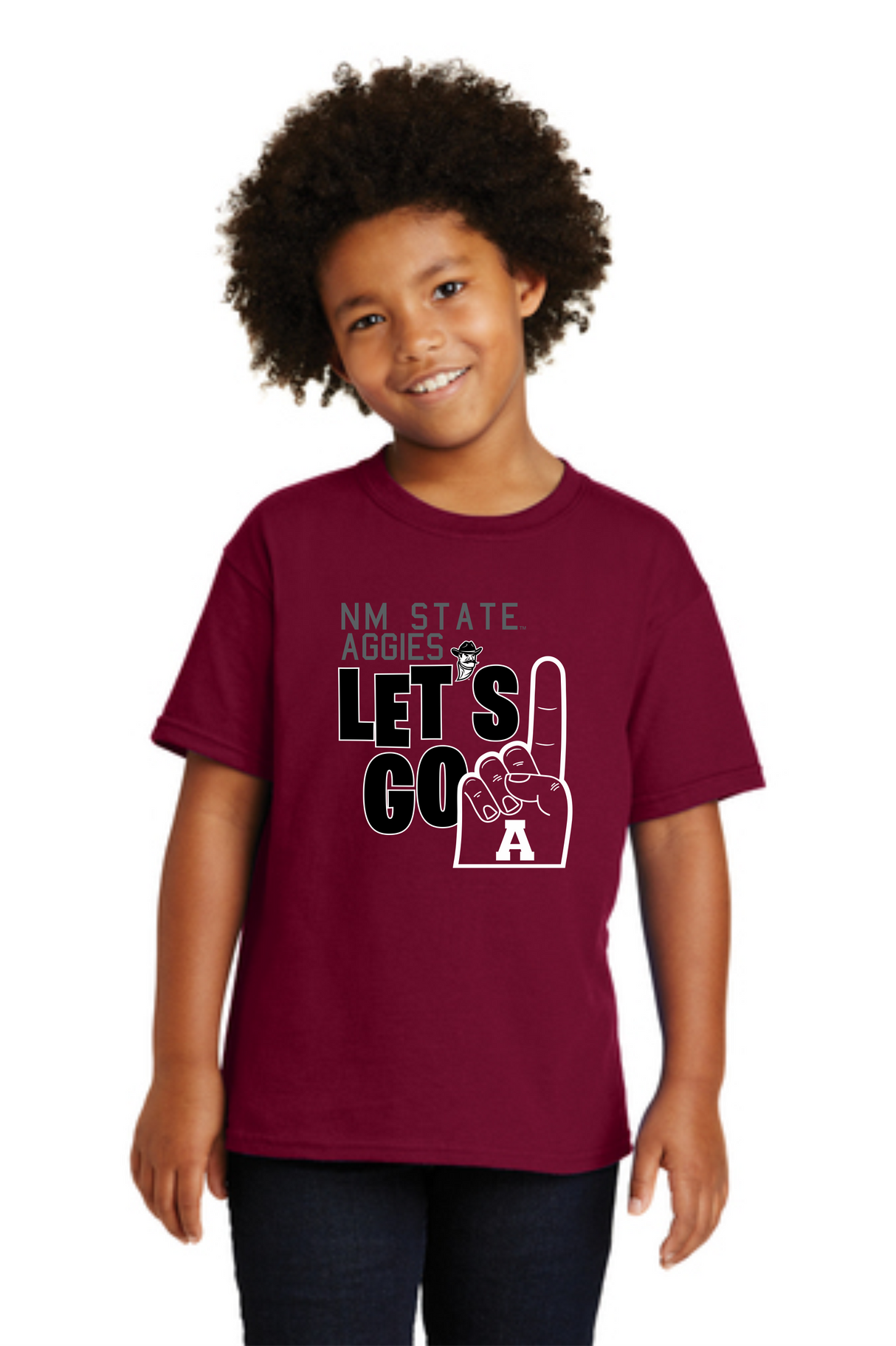 Lets Go Aggies Foam Finger Youth Tee