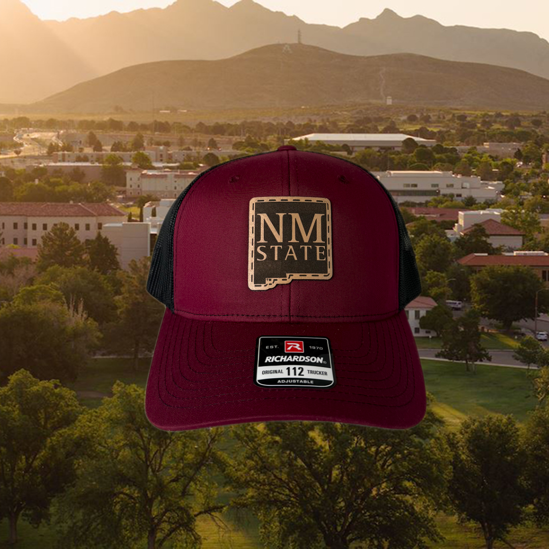 NM State Stacked Leather Patch Cap