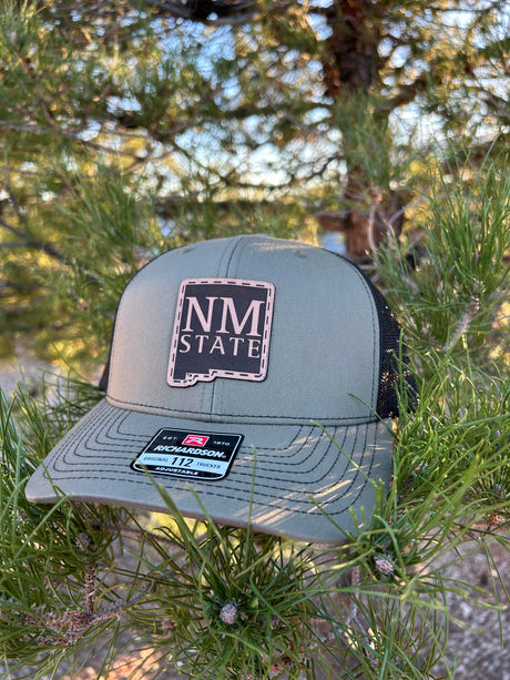 NM State Stacked Leather Patch Cap