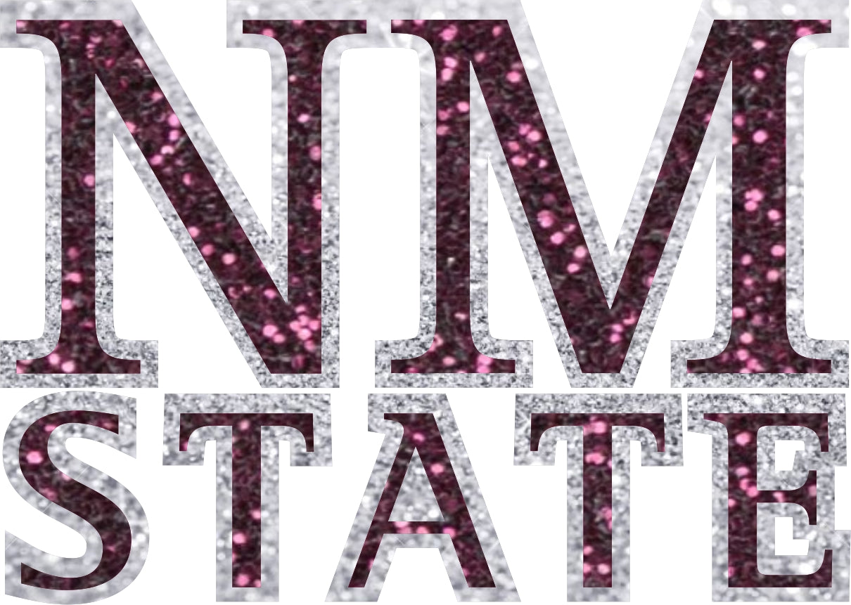 Glitter Flake NM State Stacked Decal